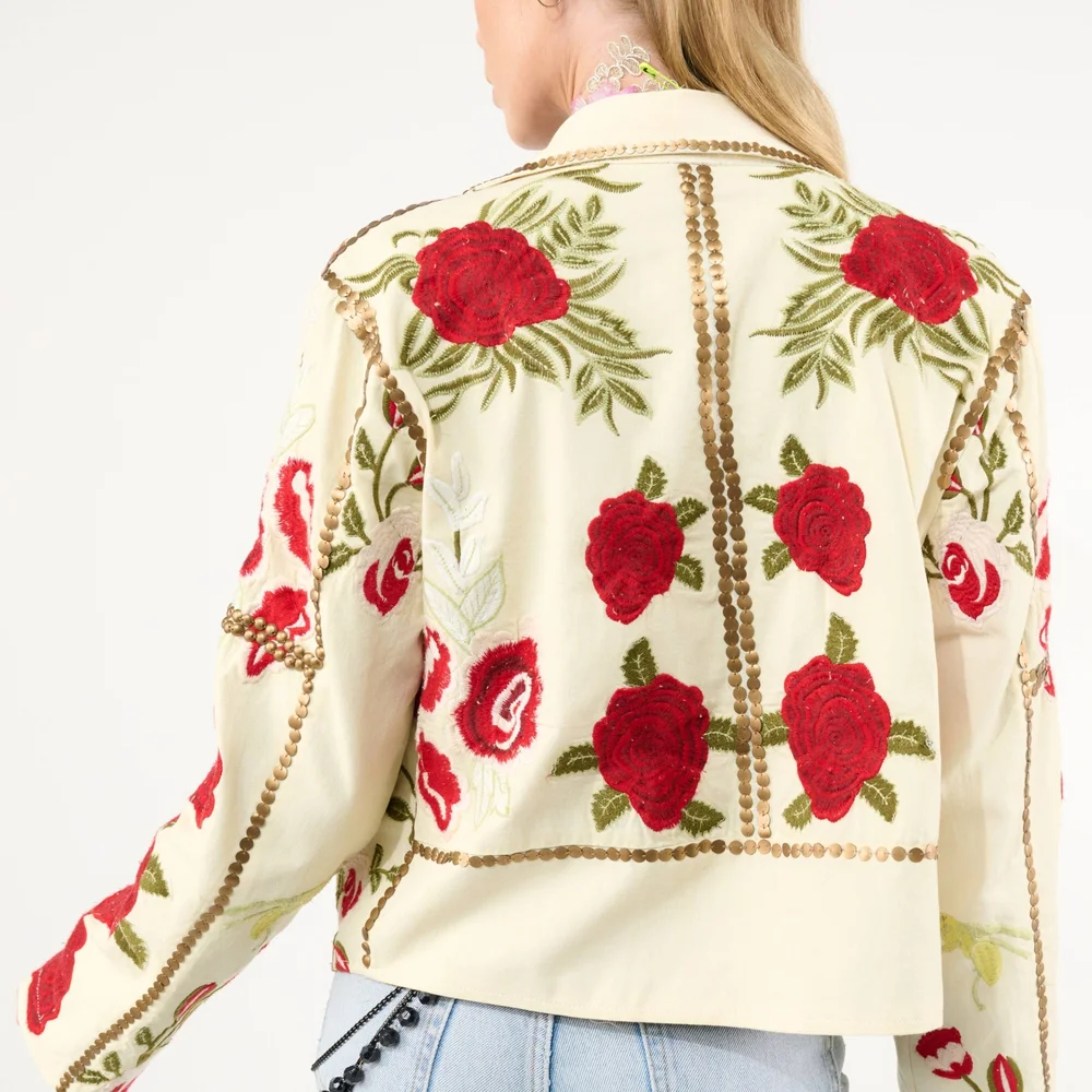 Floral Embroidered Women's Jacket - Picture 3 of 5